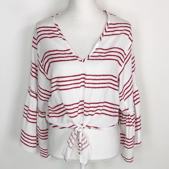 lavender field Tops - Lavender Field Rad & White Stripe Tie Top